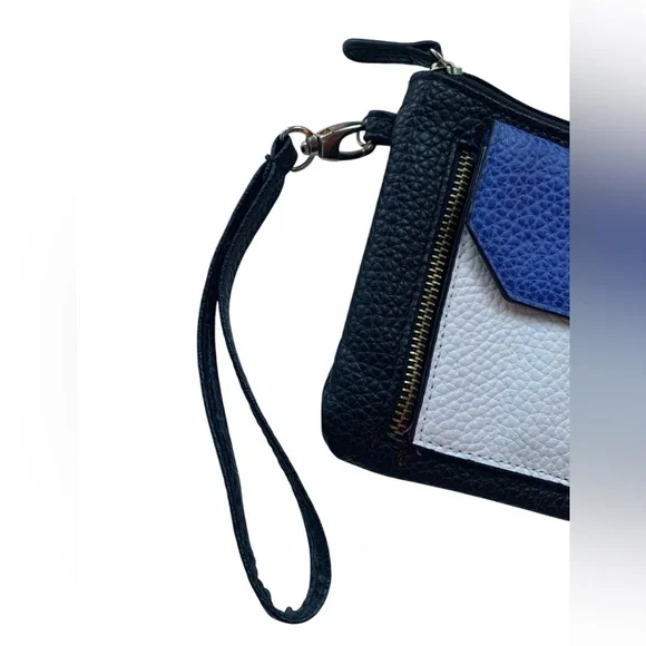 NICOLE MILLER Colorful Wristlet Wallet Purse Tons of Space & Pockets! Black Blue - Picture 3 of 11
